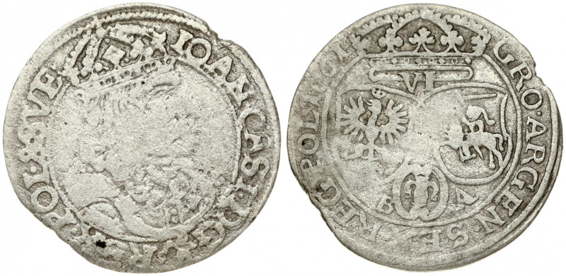 Poland 6 Groszy 1661 GBA Lviv. John II Casimir Vasa (1649–1668). Obverse: Large ...