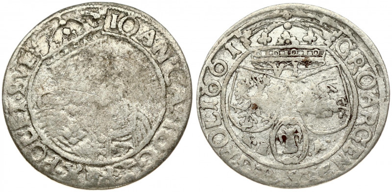 Poland 6 Groszy 1661 GBA Lviv. John II Casimir Vasa (1649–1668). Obverse: Large ...