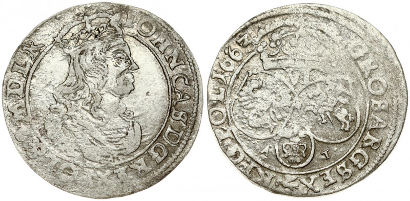 Poland 6 Groszy 1663 AT Bydgoszcz. John II Casimir Vasa (1649–1668). Obverse: La...