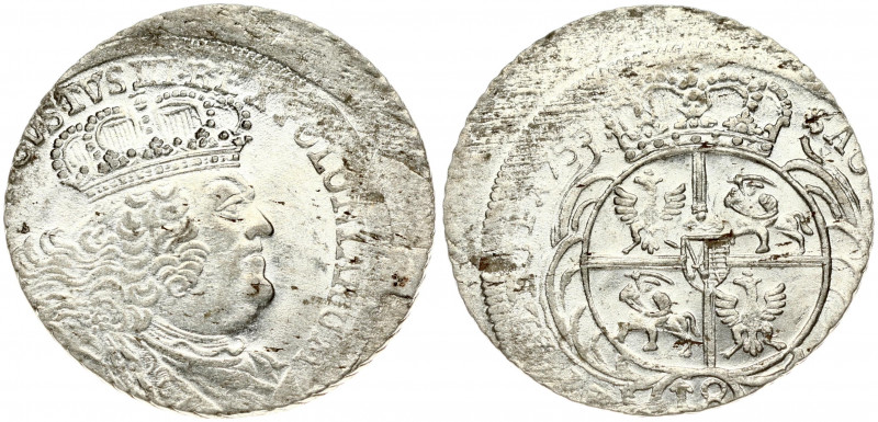 Poland 18 Groszy 1755 EC August III(1733-1763). Ovverse: Large; crowned bust rig...