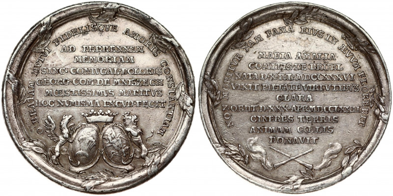 Poland Medal (1772) minted on the Occasion of the death of Maria Amalia Mniszech...