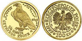 Poland 100 Zlotych 1995MW Golden eagle. Obverse: Crowned eagle with wings open; all within circle. Reverse: Golden eagle. Gold 7.85g. Y 293