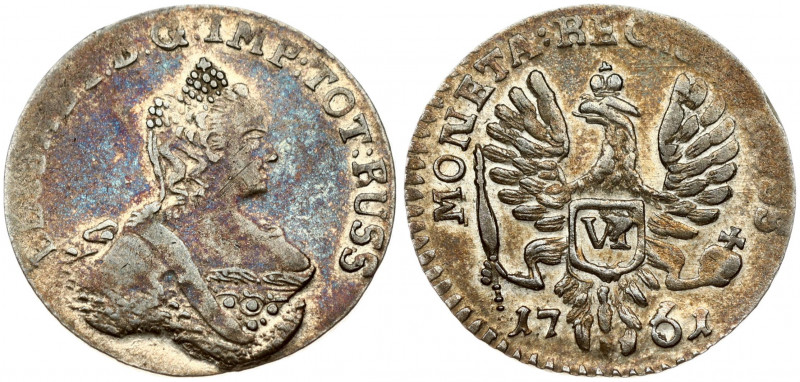 Russia For Prussia 6 Groszy 1761 Elizabeth (1741-1762). Obverse: Crowned bust to...