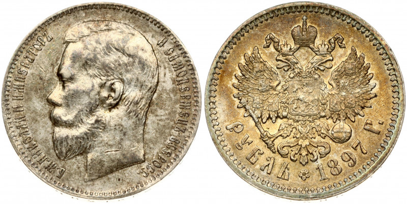 Russia 1 Rouble 1897 (АГ) St. Petersburg. Nicholas II(1894-1917). Obverse: Head ...