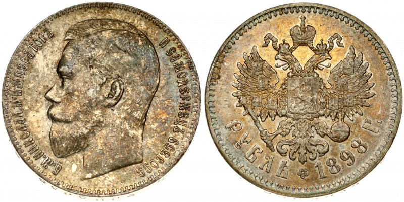 Russia 1 Rouble 1898 (**) Brussels. Nicholas II(1894-1917). Obverse: Head left. ...