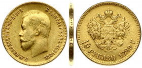 Russia 10 Roubles 1899 (AP) St. Petersburg. Nicholas II (1894-1917). Obverse: Head right. Reverse: Crowned double imperial eagle ribbons on crown. (Sa...