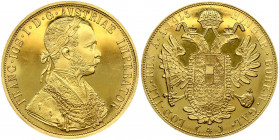Austria 4 Ducat 1915 Restrike. Franz Joseph I(1848-1916). Obverse: Laureate; armored bust right. Reverse: Crowned imperial double eagle. Gold 13.94g. ...