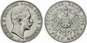 GERMANIA. Guglielmo II (1888-1918). 5 marchi 1904 A, Berlino. Ag (27,73 g). KM523. BB/SPL