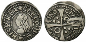 SPAGNA. Barcellona. Carlo II (1665-1700). Croat 1674 Ag (2,14 g). Busto a s. R/ Croce. Cal. 658. BB+