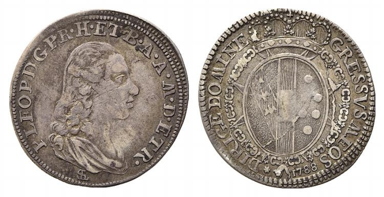 FIRENZE. Pietro Leopoldo di Lorena (1765-1790). Mezzo Paolo 1788 Ag (2,58 g). MI...