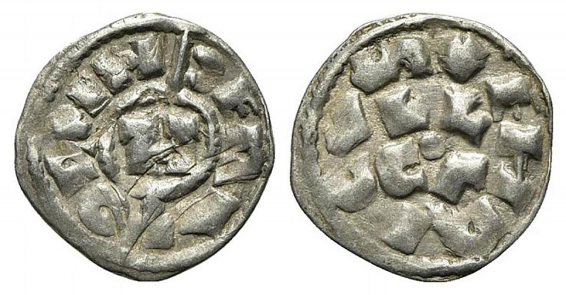 LUCCA. Enrico V (1106-1125) Denaro Ag (g. 1.07). Lettere T legate a monogramma R...