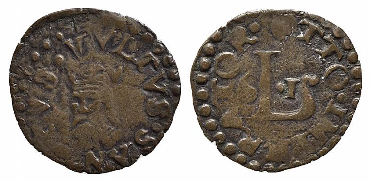 LUCCA. Monete con data sec. XVI. Quattrino 1561 con volto santo. Cu (0,74 g). MI...