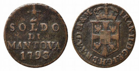 MANTOVA. Francesco II d'Asburgo (1792-1797). 1/2 soldo 1793. Bign. 1. BB