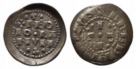 MILANO. Monetazione comunale a nome di Federico (1185-1240). Denaro Imperiale scodellato Ag (0,78 g). CNI 12-15; MIR 58; Murari 26. qSPL