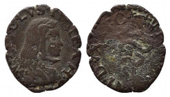 MILANO. Carlo II (1676-1700). Quattrino Cu (1,38 g). MIR 391 Raro. MB-BB