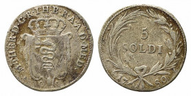 MILANO. Maria Teresa (1740-1780). 5 soldi 1780 Ag (1,40 g). MIR 439/4 R2. MB