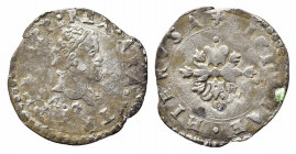 NAPOLI. Filippo II (1554-1598). Mezzo carlino Ag (1,33 g). Sigle MAL CI. Magl. 85-87. qBB