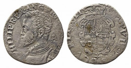 NAPOLI. Filippo II (1554-1598). Tarì Ag (4,87 g). Sigle IBR. Magl.43 R3. MB-BB