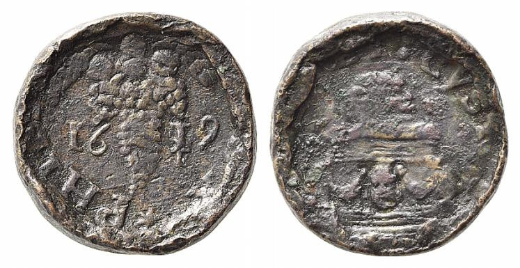 NAPOLI. Filippo III (1598-1621). Tornese 1619 Cu (8,04 g - 20 mm). Tondello mart...