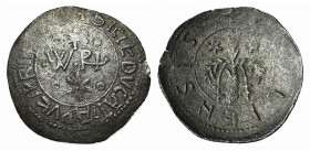 PALERMO. Guglielmo II (1166-1189). Apuliense Ag (g. 1,23). W Rx con astro a sei raggi in alto e in basso. R/Palmizio con datteri. Spahr 110. RARO. SPL