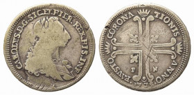 PALERMO. Carlo di Borbone (1734-1759). 4 tarì 1735 sigle FN. Ag (13,00 g). Sp.23-29; MIR 556 Rara. MB