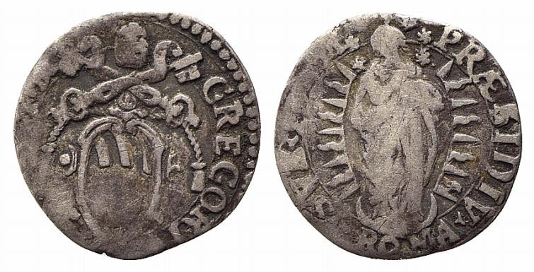 ROMA. Gregorio XV (1621-1623). Mezzo grosso Ag (0,76 g). Stemma - Beata Vergine ...