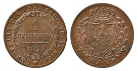 SAVOIA. Carlo Felice (1821-1836). 1 centesimo 1826 Torino (L in losanga). Gig.112. SPL-FDC