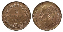 SAVOIA. Umberto I (1878-1900). 2 centesimi 1897 Roma. FDC