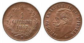SAVOIA. Vittorio Emanuele II (1861-1878). 1 centesimo 1867 Milano. FDC
