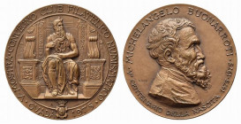 OVADA. Medaglia Convegno filatelico numismatico 1975 - V centenario della nascita di Michelangelo Buonarroti. AE (50,27 g - 50 mm) Opus Teruggi. SPL