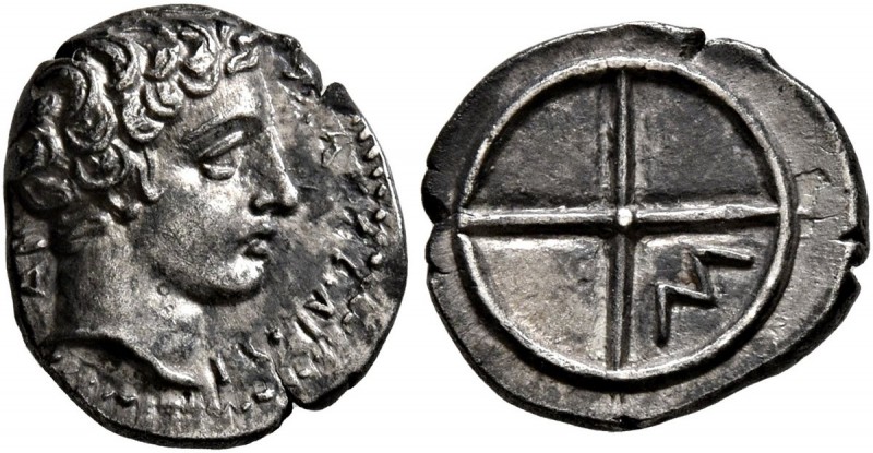 GAUL. Massalia. circa 410-380 BC. Obol (Silver, 11 mm, 0.75 g). MAΣΣAΛIΩT-AN Bar...