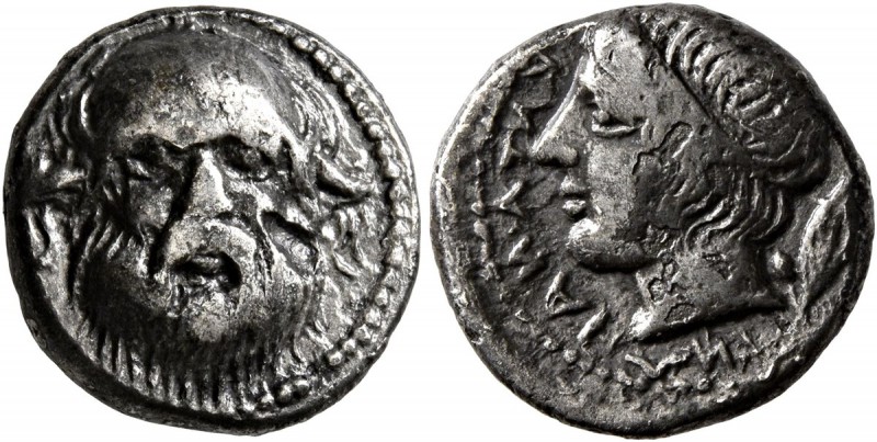 SICILY. Katane. Circa 405-403/2 BC. Drachm (Silver, 15 mm, 3.72 g, 4 h). Facing ...