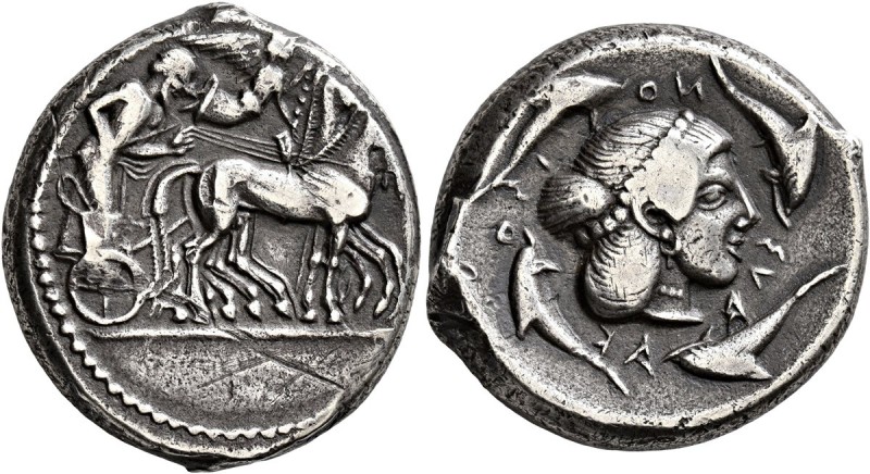 SICILY. Syracuse. Deinomenid Tyranny , 485-466 BC. Tetradrachm (Silver, 25 mm, 1...