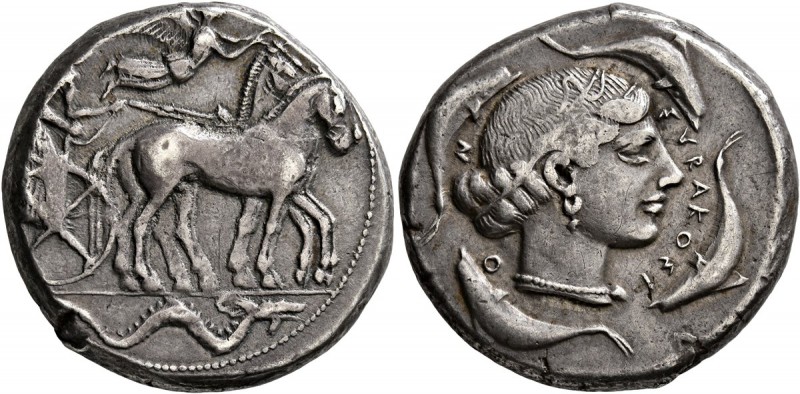 SICILY. Syracuse. Second Democracy , 466-405 BC. Tetradrachm (Silver, 25 mm, 17....