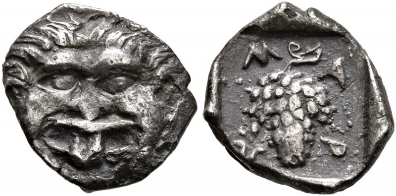 THRACE. Maroneia. Circa 398/7-386/5 BC. Obol (Silver, 10 mm, 0.61 g, 10 h). Faci...