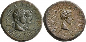 KINGS OF THRACE. Rhoemetalkes I and Pythodoris, circa 11 BC-AD 12. Assarion (Bronze, 24 mm, 11.70 g, 6 h). BAΣIΛEΩΣ ΡOIMETAΛKOΥ Jugate heads of Rhoeme...