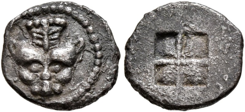 MACEDON. Akanthos. Circa 500-470 BC. 3/4 Obol (Silver, 10 mm, 0.56 g). Facing he...