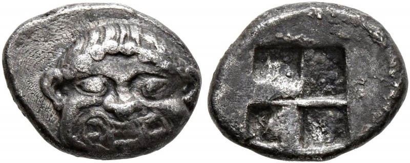 MACEDON. Neapolis. Circa 500-480 BC. Obol (Silver, 11 mm, 1.12 g). Facing head o...