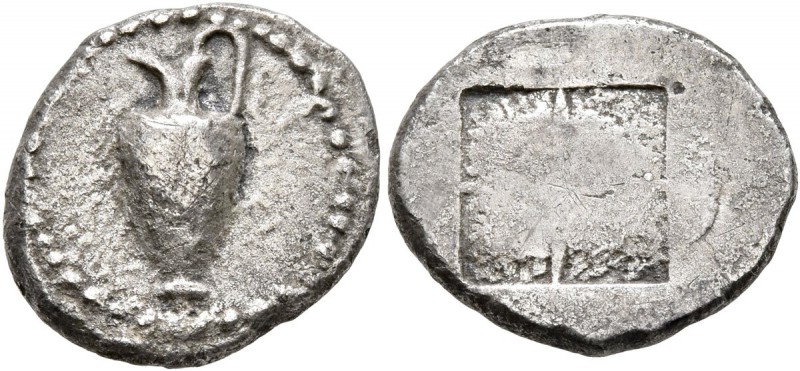 MACEDON. Terone. Circa 490-480 BC. Tetrobol (Silver, 15 mm, 2.60 g). Oinochoe. R...