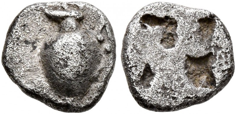 MACEDON. Terone. Circa 490-460 BC. Hemiobol (Silver, 7 mm, 0.42 g). Oinochoe to ...