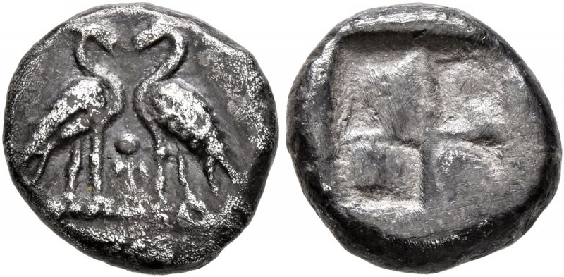 MACEDON. Uncertain. Circa 500-480 BC. Triobol (?) (Silver, 11 mm, 1.90 g). Two g...