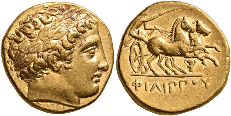 KINGS OF MACEDON. Philip II, 359-336 BC. Stater (Gold, 18 mm, 8.61 g, 11 h), Pel...