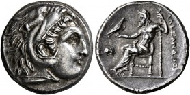KINGS OF MACEDON. Alexander III ‘the Great’, 336-323 BC. Drachm (Silver, 16 mm, 4.25 g, 7 h), Lampsakos, struck by Antigonos I Monophthalmos, circa 31...