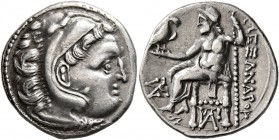 KINGS OF MACEDON. Alexander III ‘the Great’, 336-323 BC. Drachm (Silver, 18 mm, 4.30 g, 11 h), Kolophon, struck by Antigonos Monophthalmos, circa 318-...