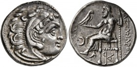KINGS OF MACEDON. Alexander III ‘the Great’, 336-323 BC. Drachm (Silver, 17 mm, 4.24 g, 12 h), Kolophon, struck by Antigonos I Monophthalmos, circa 31...