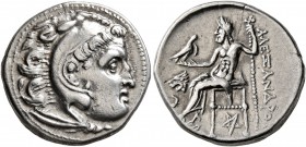 KINGS OF MACEDON. Alexander III ‘the Great’, 336-323 BC. Drachm (Silver, 18 mm, 4.27 g, 12 h), Kolophon, struck by Lysimachos, circa 301/0-300/299 BC....