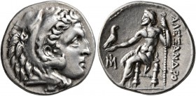 KINGS OF MACEDON. Alexander III ‘the Great’, 336-323 BC. Drachm (Silver, 18 mm, 4.25 g, 1 h), Miletos, circa 295-275. Head of Herakles to right, weari...