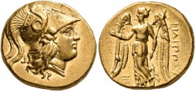 KINGS OF MACEDON. Philip III Arrhidaios, 323-317 BC. Stater (Gold, 17 mm, 8.64 g, 12 h), under Ptolemy I Soter as satrap, Sidon, dated RY 14 of Abdalo...