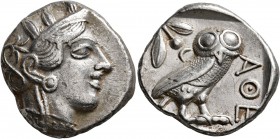 ATTICA. Athens. Circa 430s BC. Tetradrachm (Silver, 24 mm, 16.72 g, 10 h). Head of Athena to right, wrearing crested Attic helmet decorated with three...