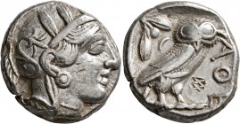 ATTICA. Athens. Circa 430s BC. Tetradrachm (Silver, 24 mm, 17.05 g, 9 h). Head of Athena to right, wrearing crested Attic helmet decorated with three ...